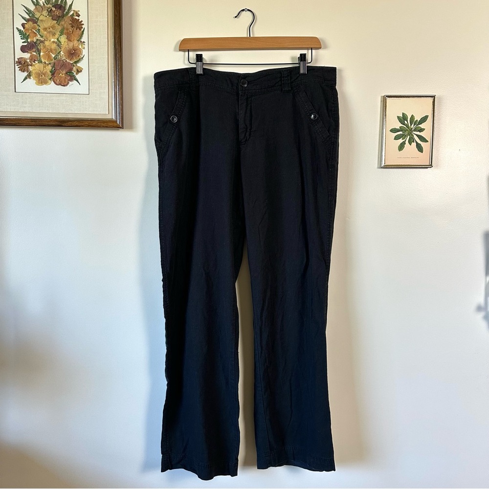 Nicole Miller Linen/Viscose Blend Black Loungewear Pants
